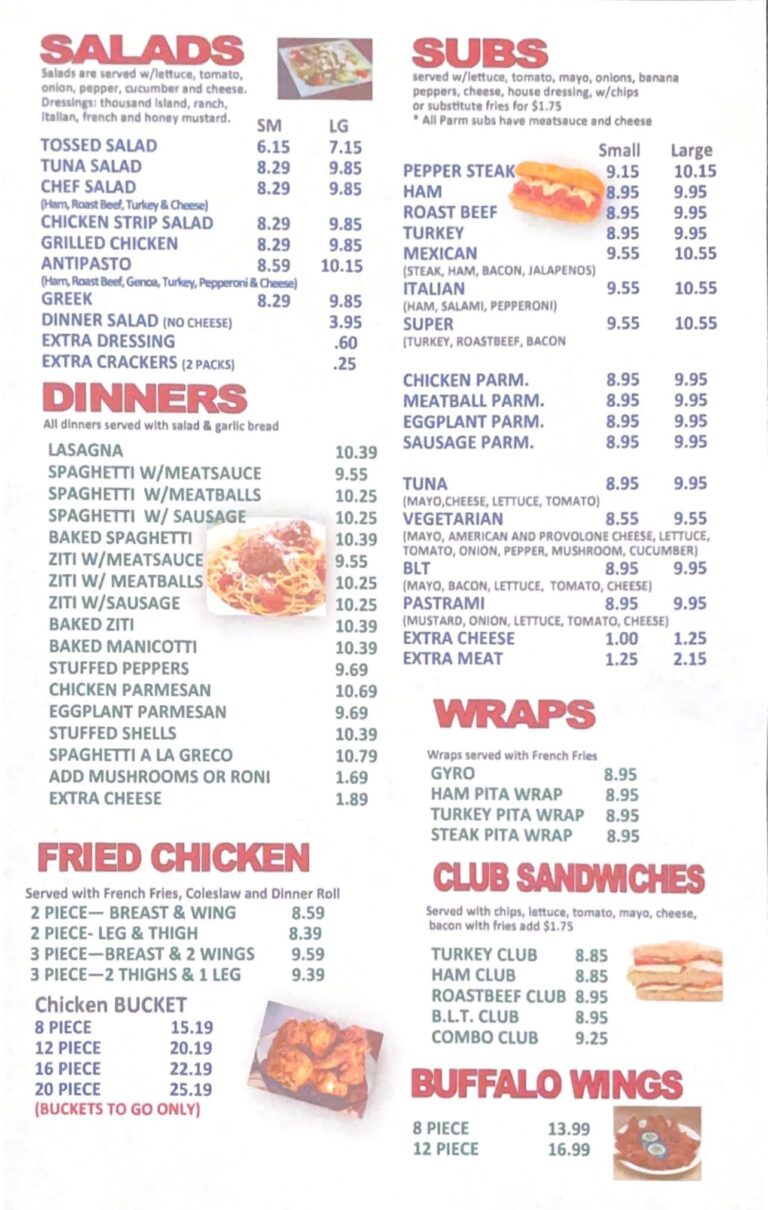 thomas pizza menu with prices